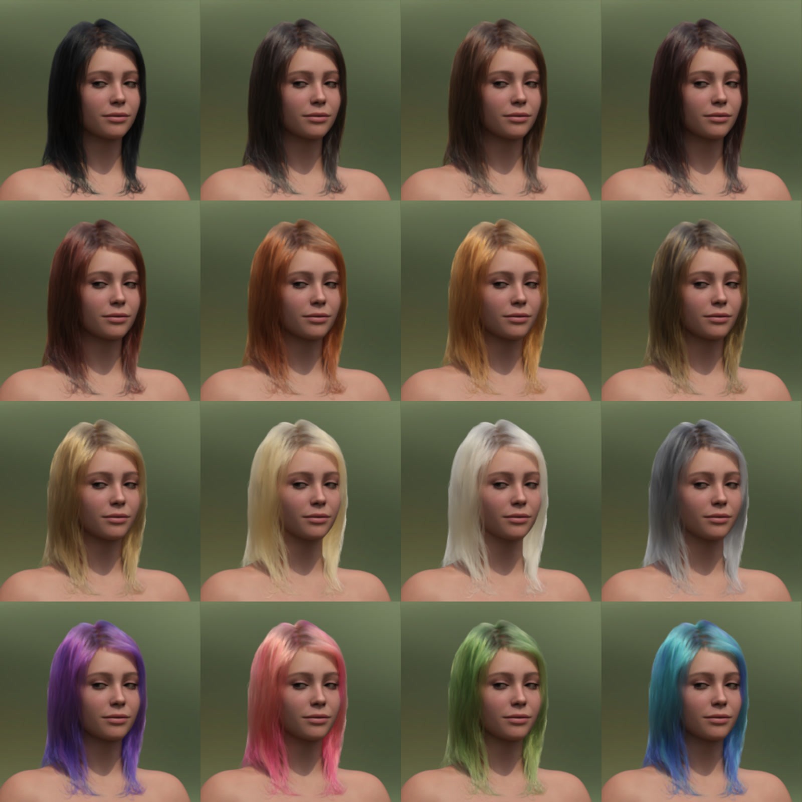 ATG Midlength Hair 003 for Genesis 9 and 8.x Male/Female by N/A