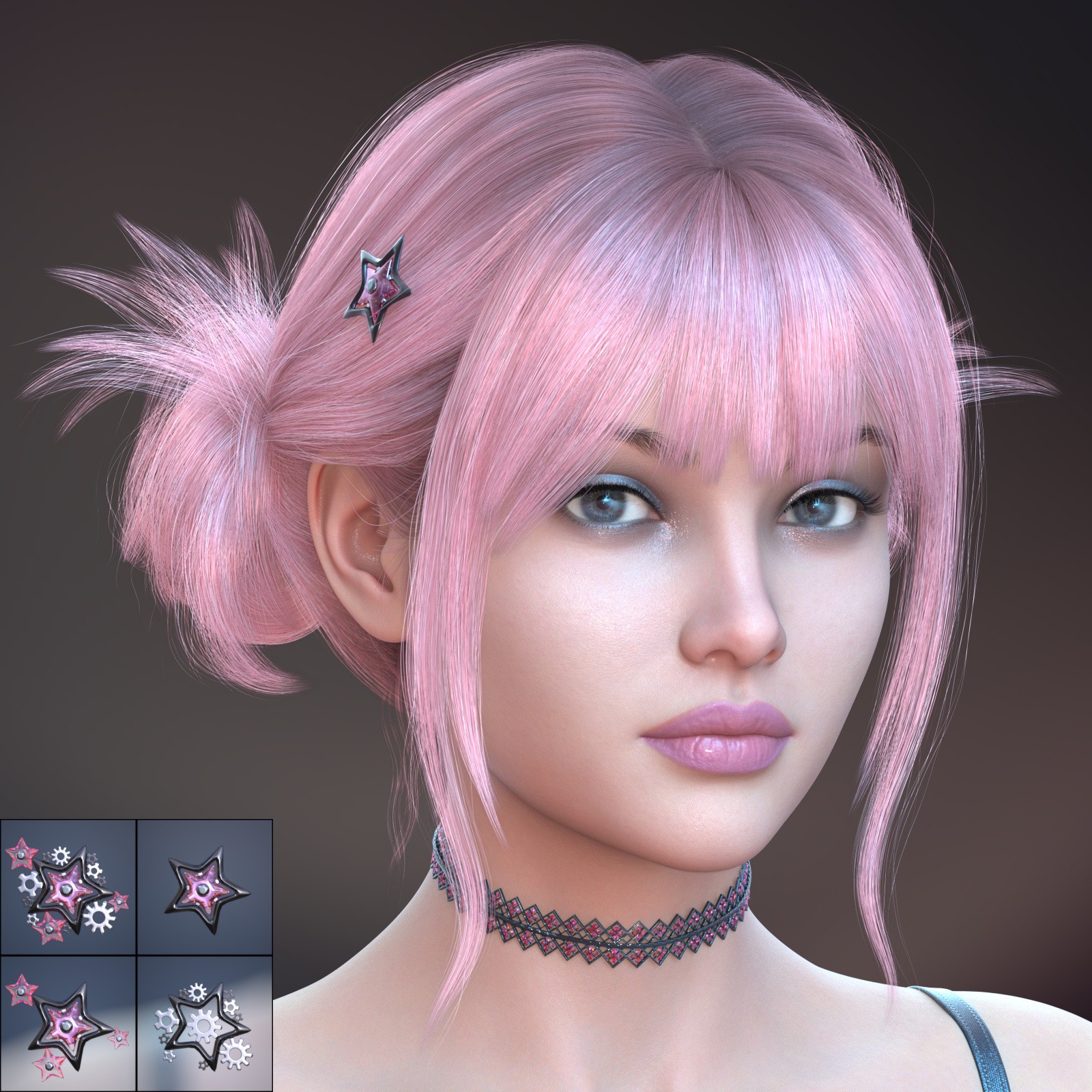 ALO Voula Hair for Genesis 9, 8 and 8.1 Females by N/A