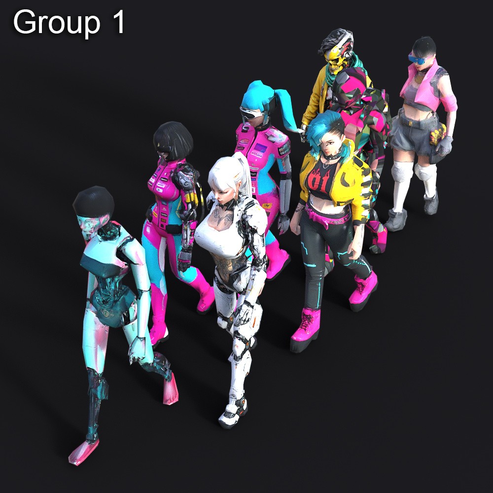 60 LOWREZ Cyberpunk People for Daz Studio by N/A