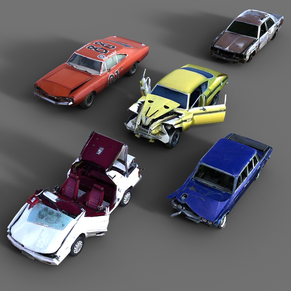 50 LowRez-Vehicle wrecks for Daz Studio by N/A