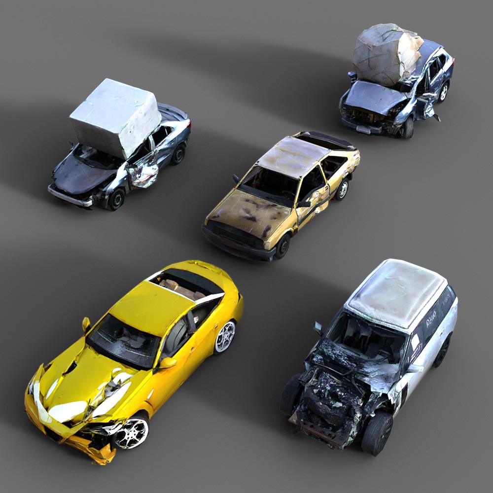 50 LowRez-Vehicle wrecks for Daz Studio by N/A