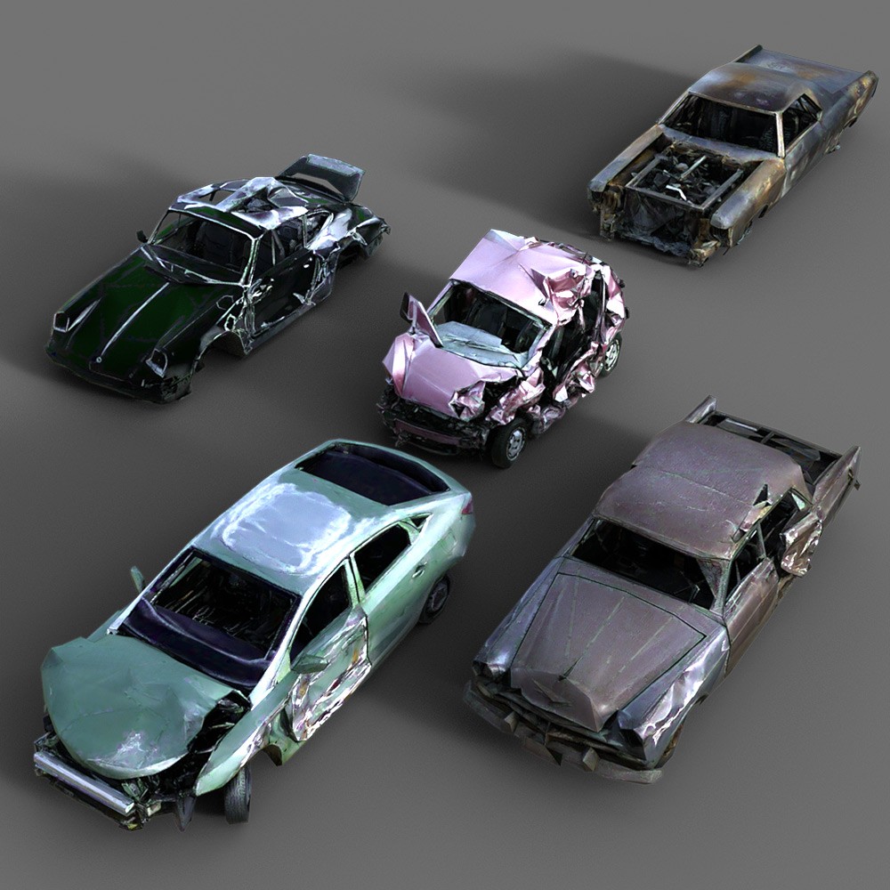50 LowRez-Vehicle wrecks for Daz Studio by N/A