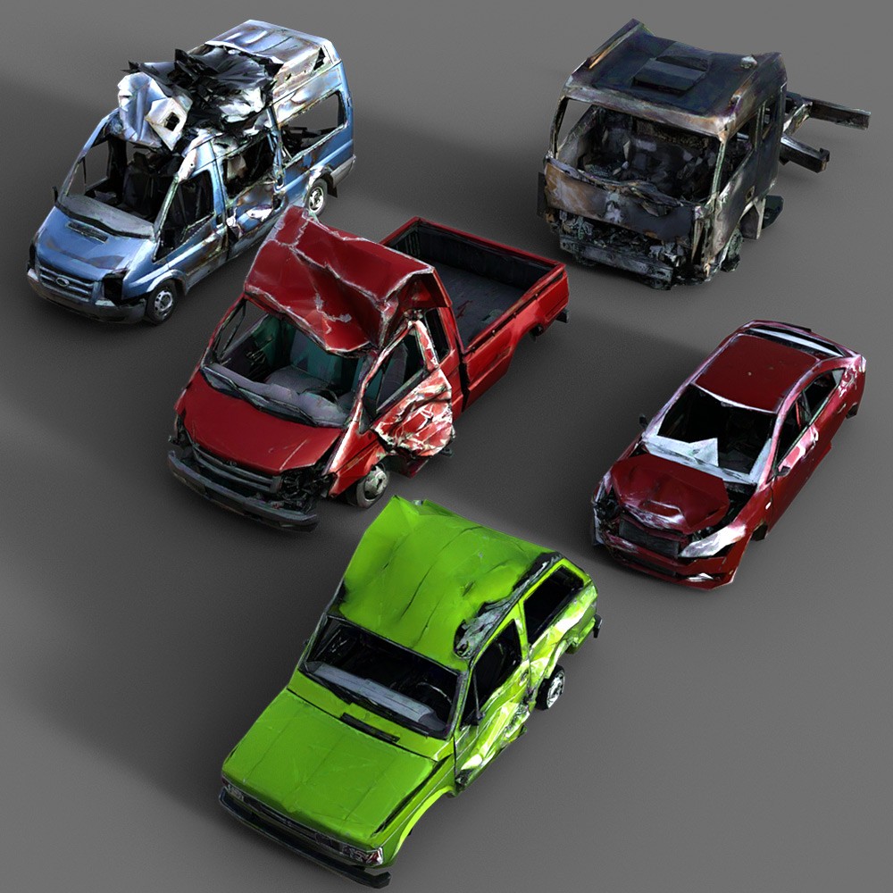 50 LowRez-Vehicle wrecks for Daz Studio by N/A