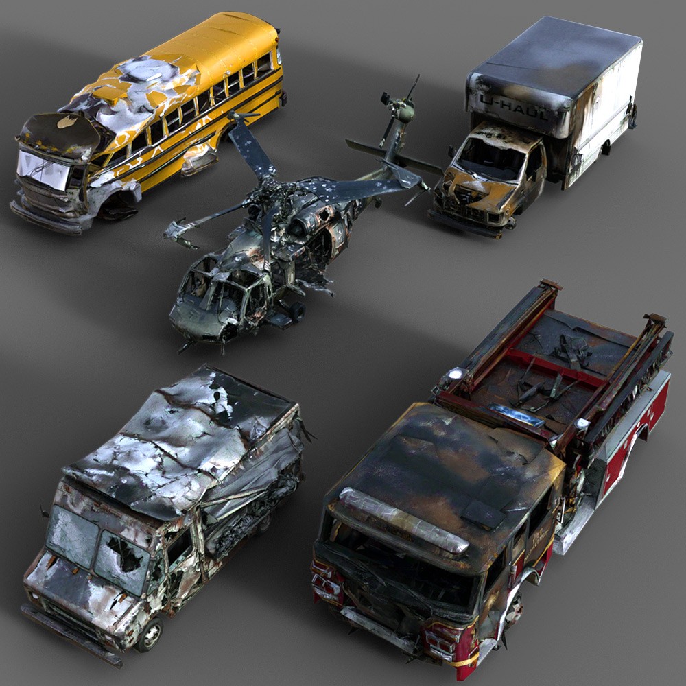 50 LowRez-Vehicle wrecks for Daz Studio by N/A