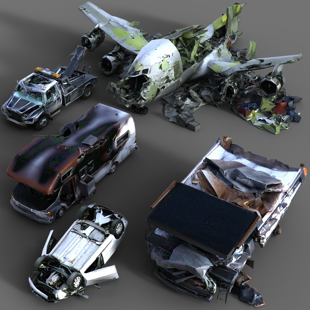50 LowRez-Vehicle wrecks for Daz Studio by N/A