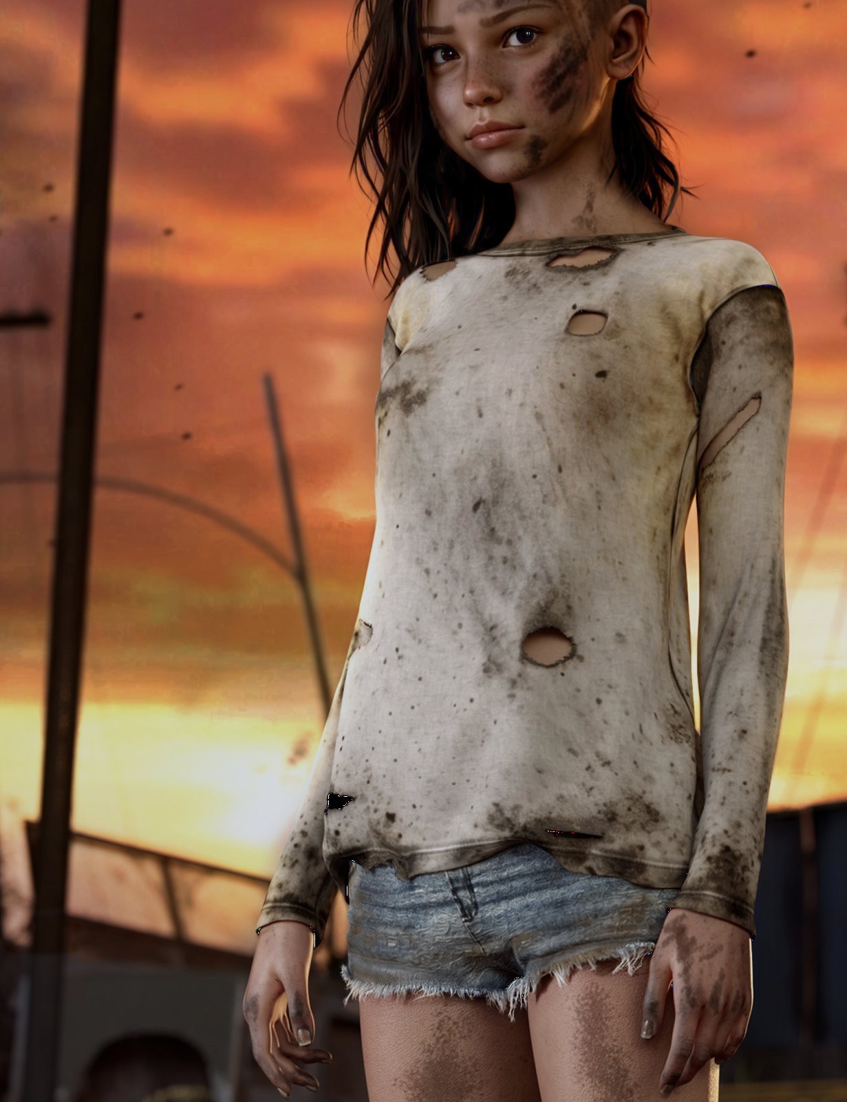 Last Days dForce Clothing for Genesis 9 (Long Shirt) by N/A