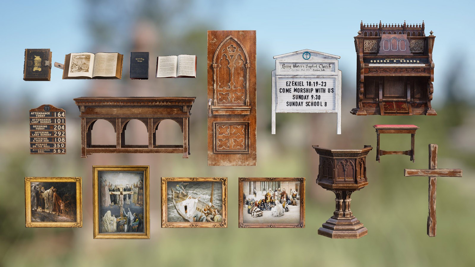 Country Church and Cemetery Pack by N/A
