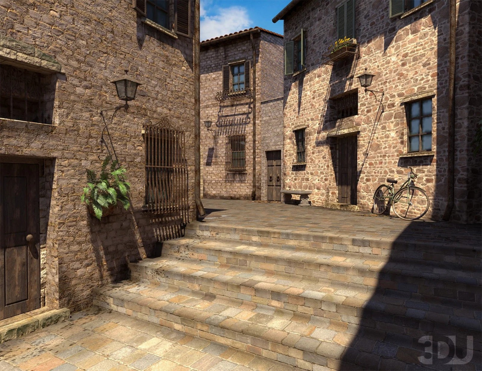 Villa della Fontana – Mediterranean Courtyard Scene by N/A