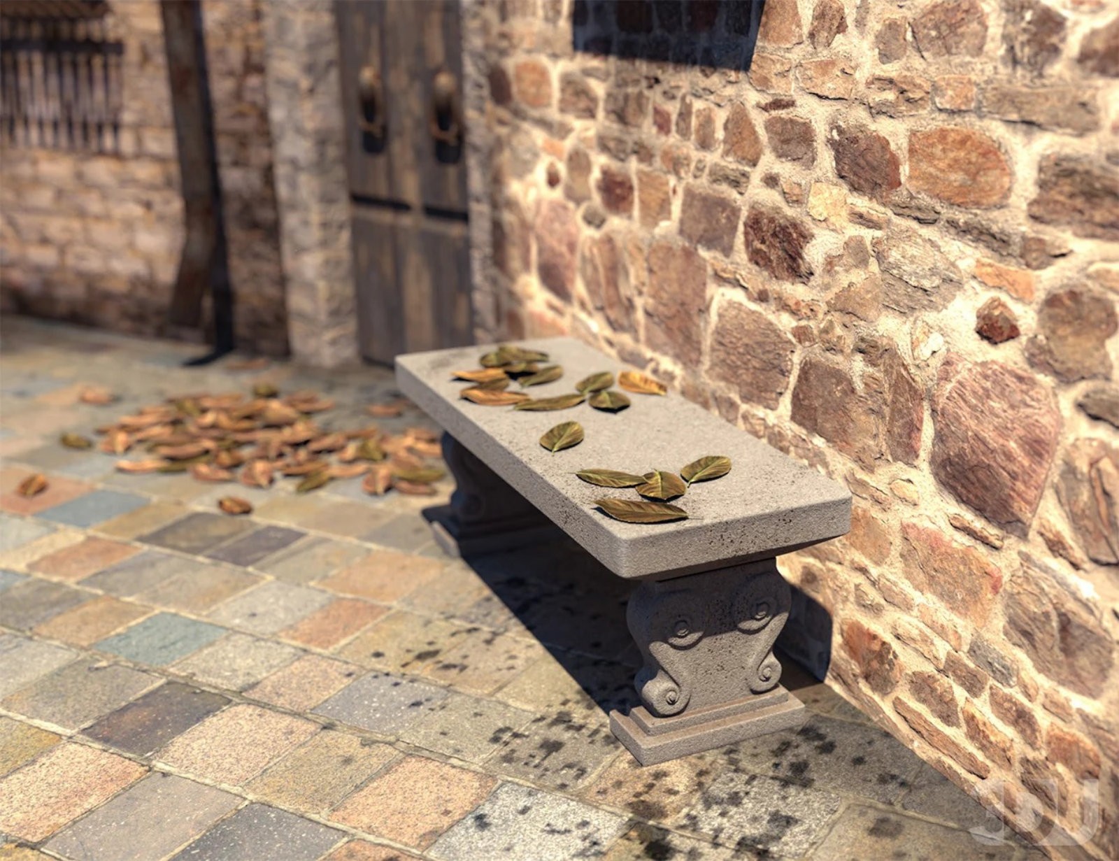Villa della Fontana – Mediterranean Courtyard Scene by N/A