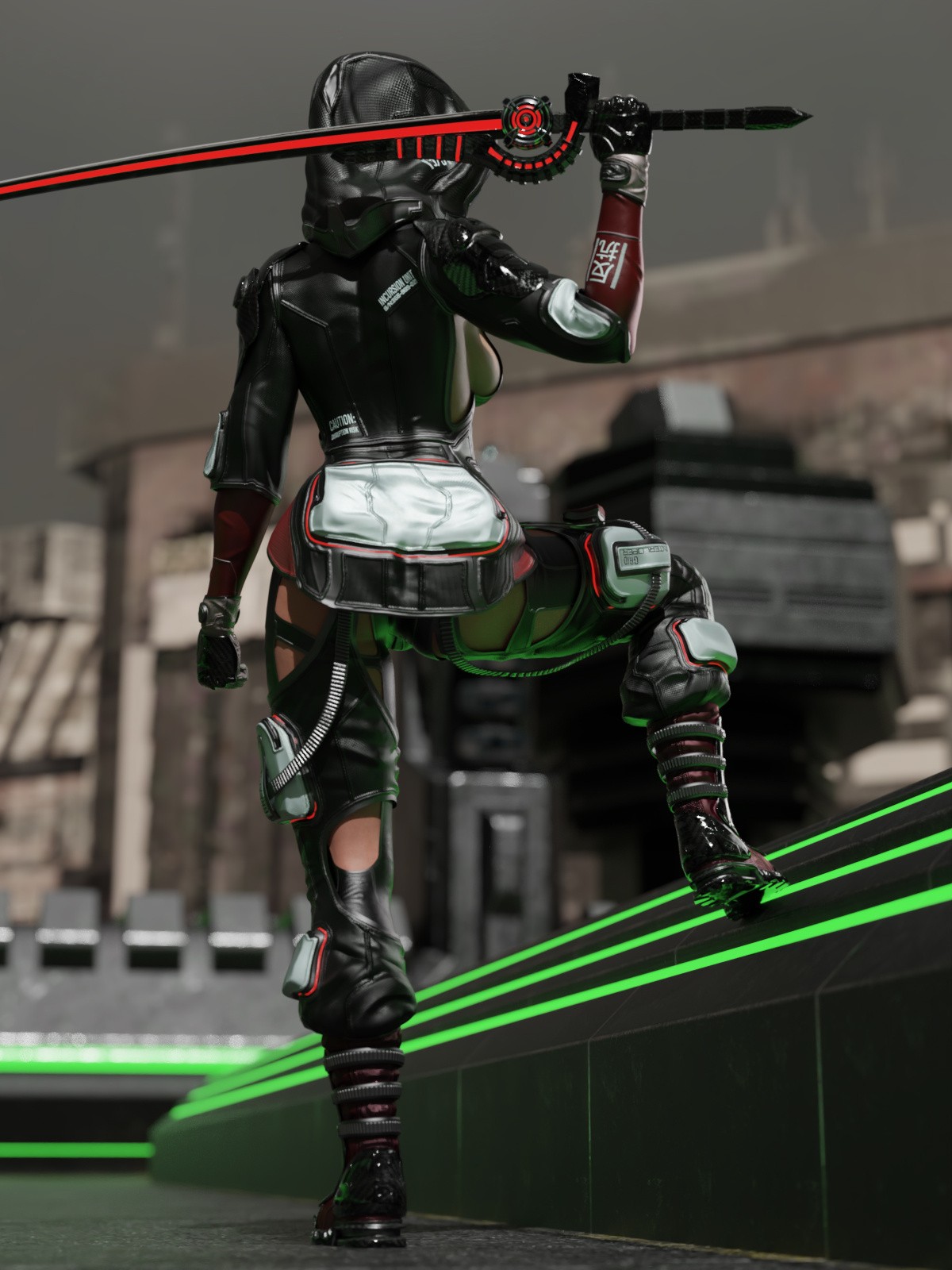 The Grid Interloper - SciFi - Cyberpunk Outfit for Genesis 9 by N/A