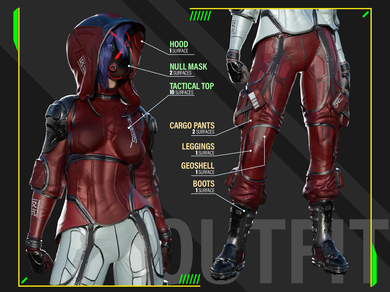 The Grid Interloper - SciFi - Cyberpunk Outfit for Genesis 9 by N/A