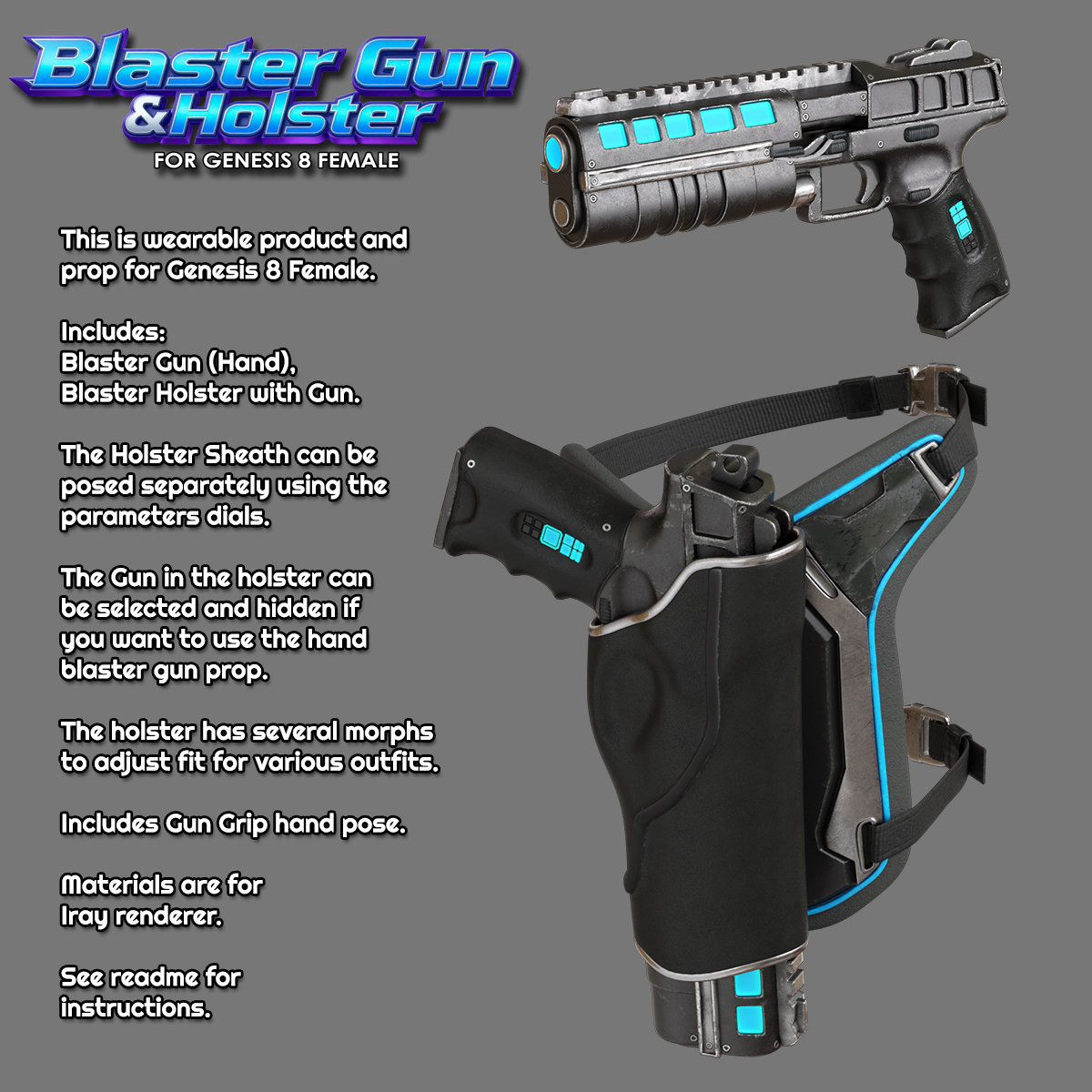 Exnem Blaster Gun & Holster for Genesis 8 Female by N/A