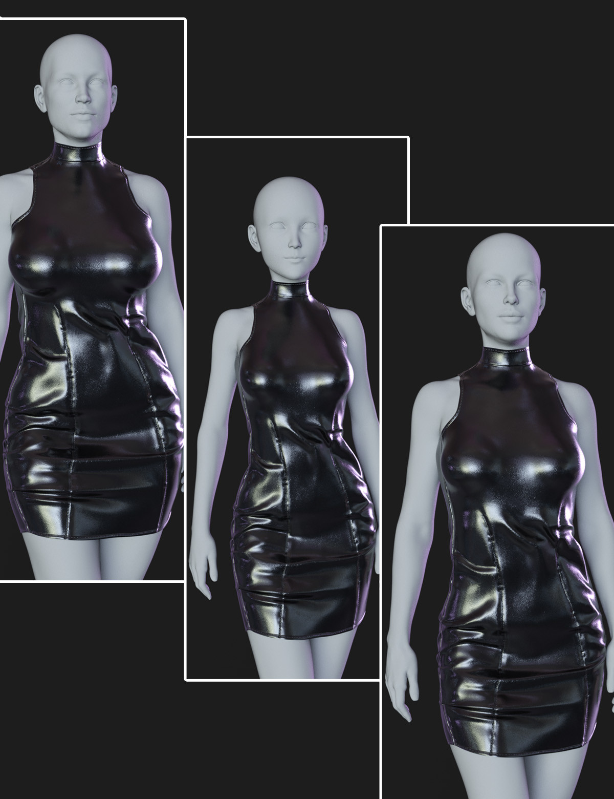 dForce High Neck Leather Dress Genesis8-8.1 Female by N/A