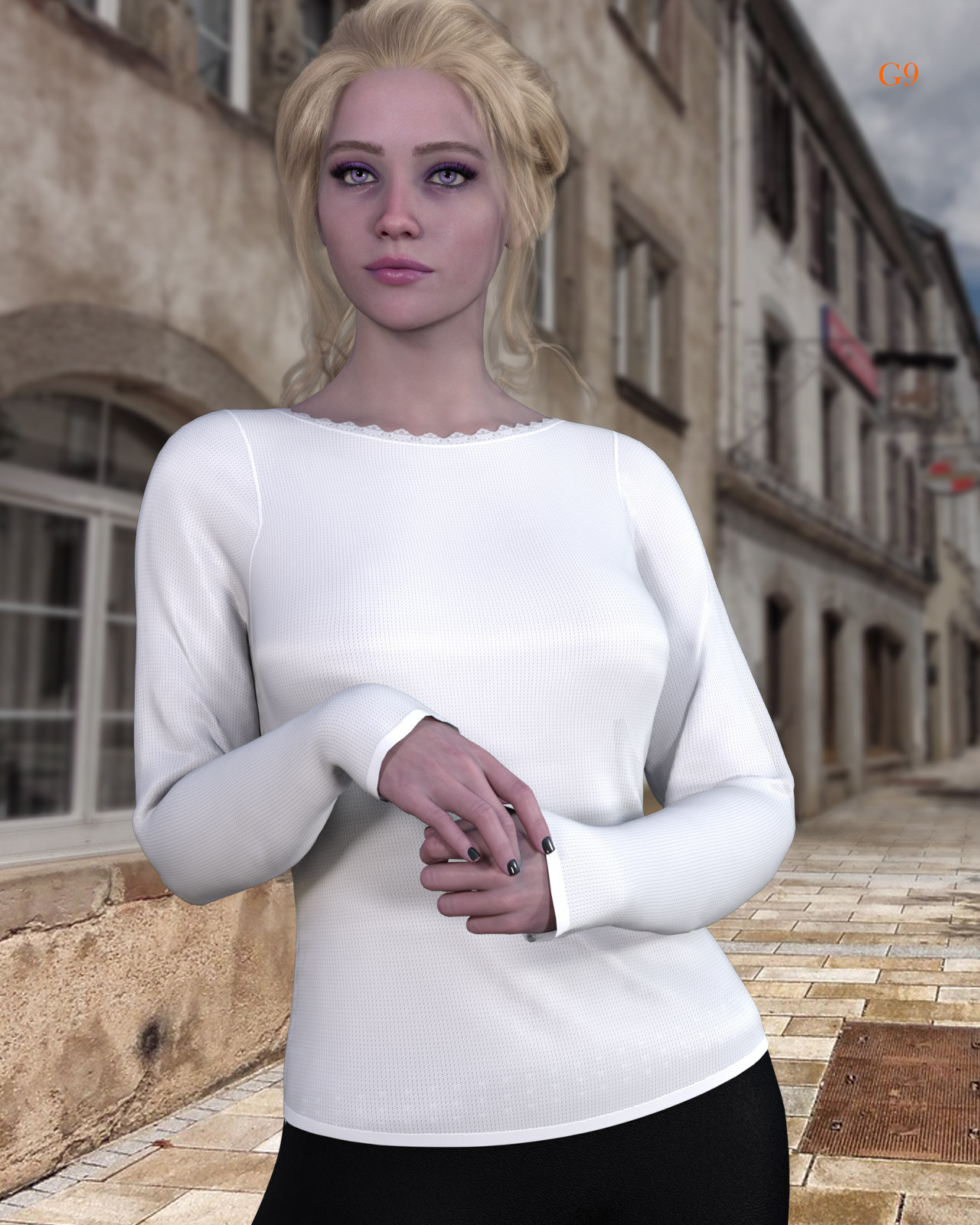 dForce - Long Sleeve Tee for Genesis 8 and Genesis 9 by N/A