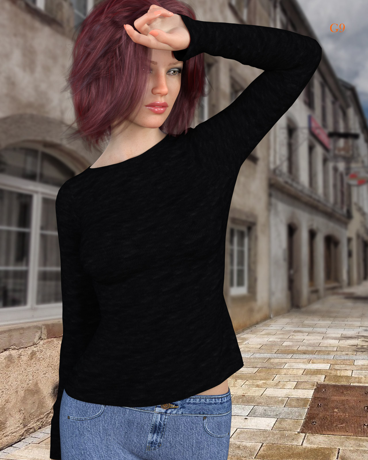 dForce - Long Sleeve Tee for Genesis 8 and Genesis 9 by N/A