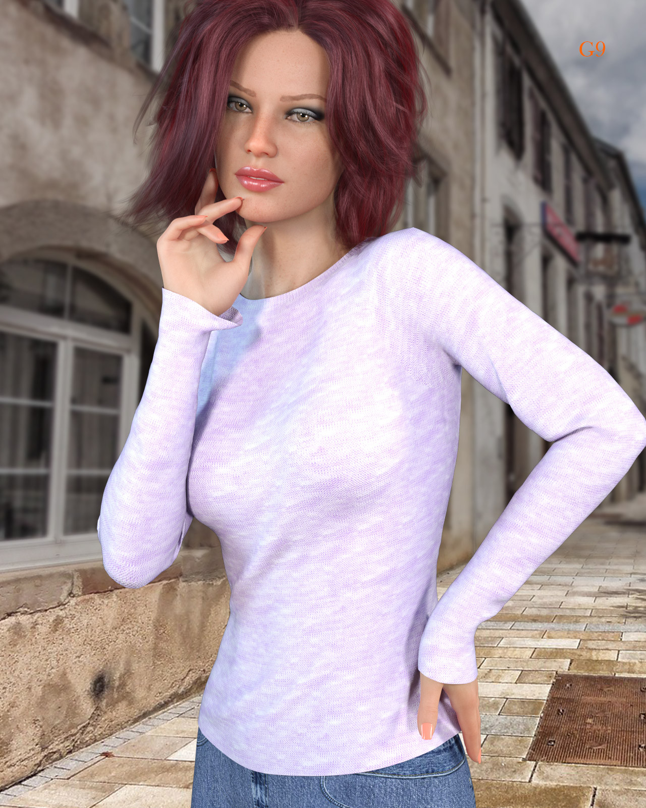 dForce - Long Sleeve Tee for Genesis 8 and Genesis 9 by N/A