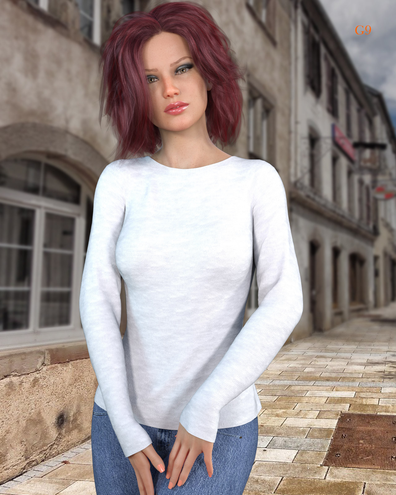 dForce - Long Sleeve Tee for Genesis 8 and Genesis 9 by N/A