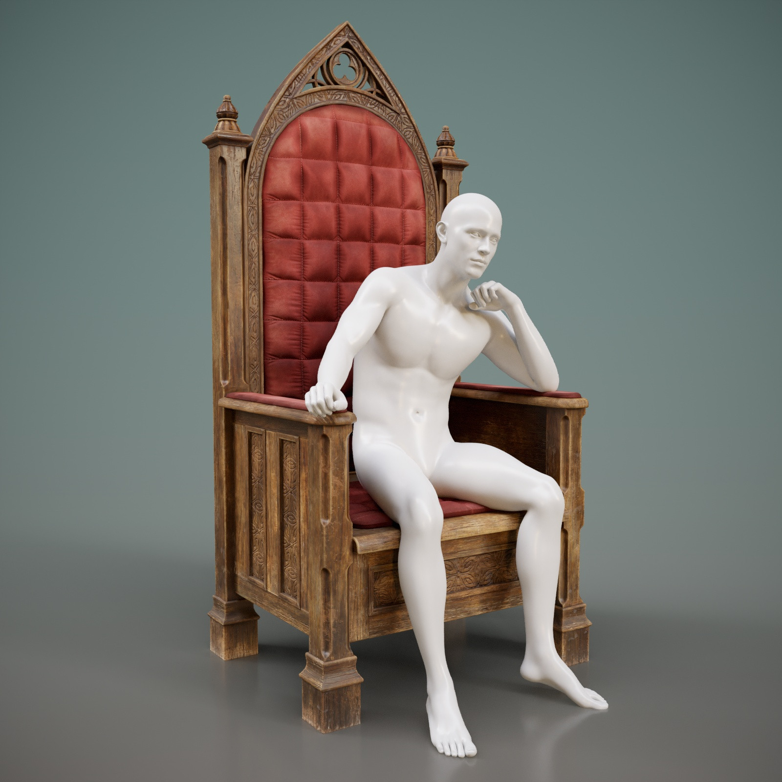 Medieval Wooden Throne Prop and Poses G8 G9 by N/A