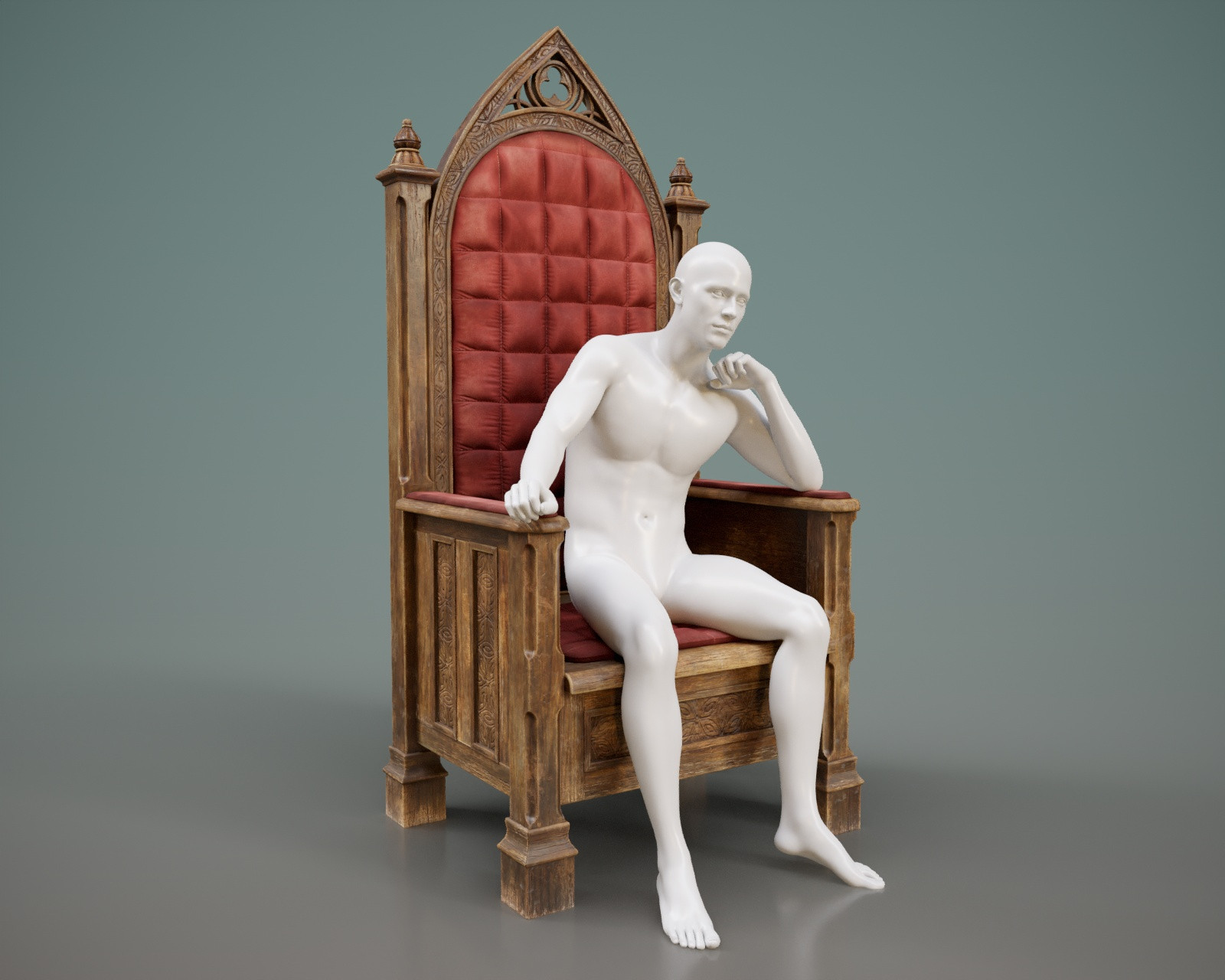 Medieval Wooden Throne Prop and Poses G8 G9 by N/A