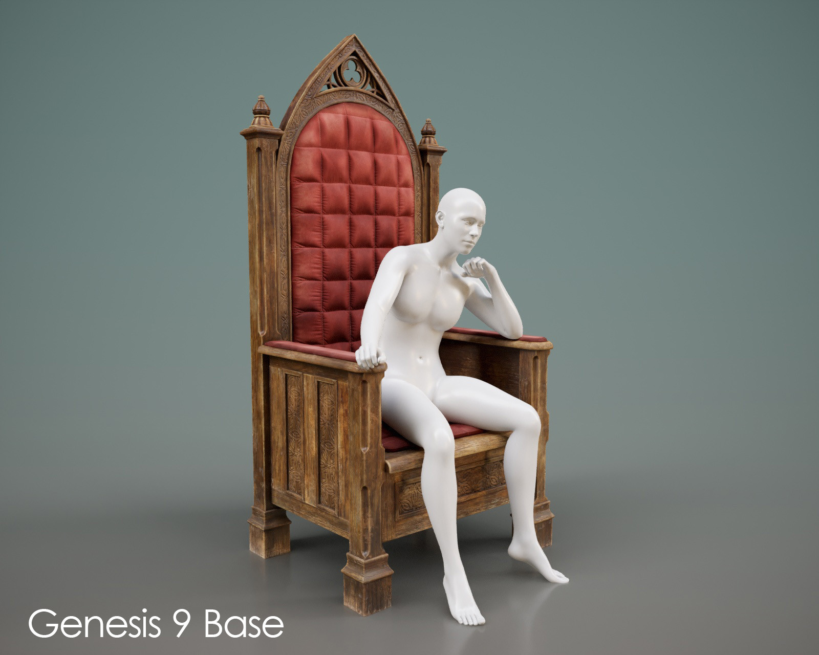 Medieval Wooden Throne Prop and Poses G8 G9 by N/A