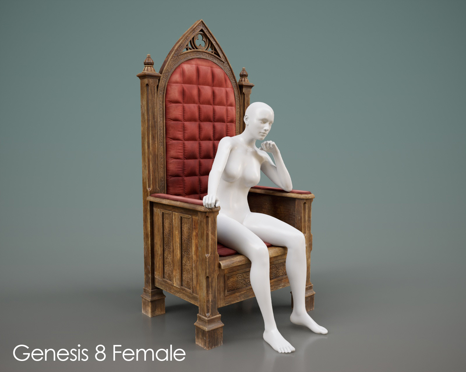 Medieval Wooden Throne Prop and Poses G8 G9 by N/A