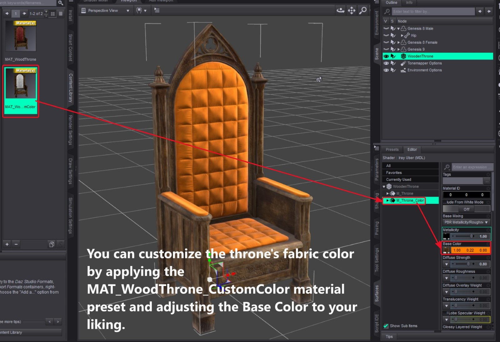 Medieval Wooden Throne Prop and Poses G8 G9 by N/A
