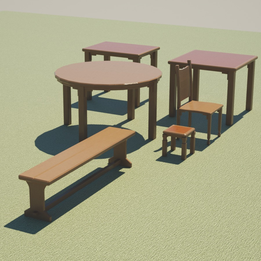 Medieval Type Furniture Props 02 by N/A