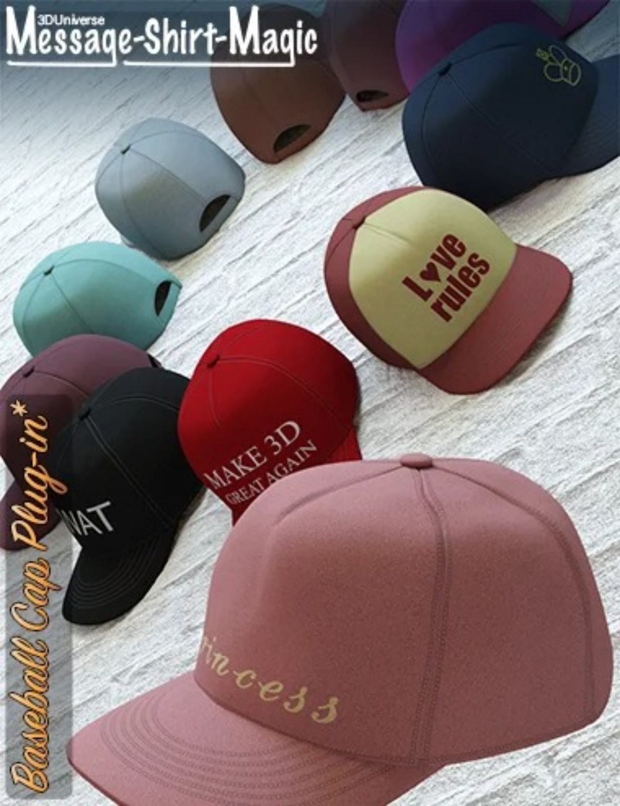 Message-Shirt-Magic Baseball Cap Plugin for Genesis 8 Female by N/A