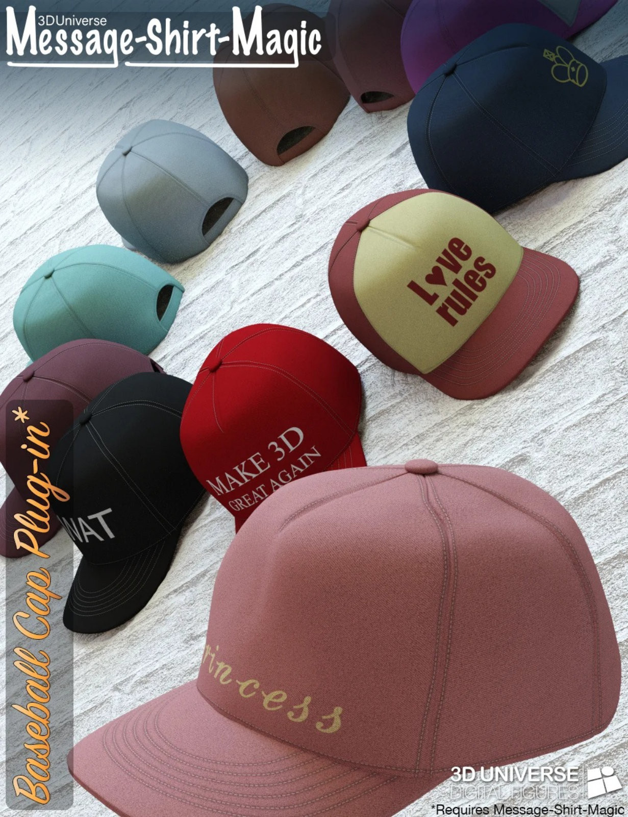 Message-Shirt-Magic Baseball Cap Plugin for Genesis 8 Female by N/A