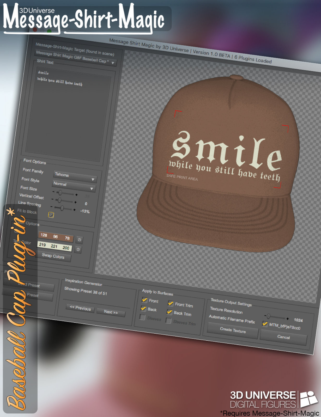 Message-Shirt-Magic Baseball Cap Plugin for Genesis 8 Female by N/A