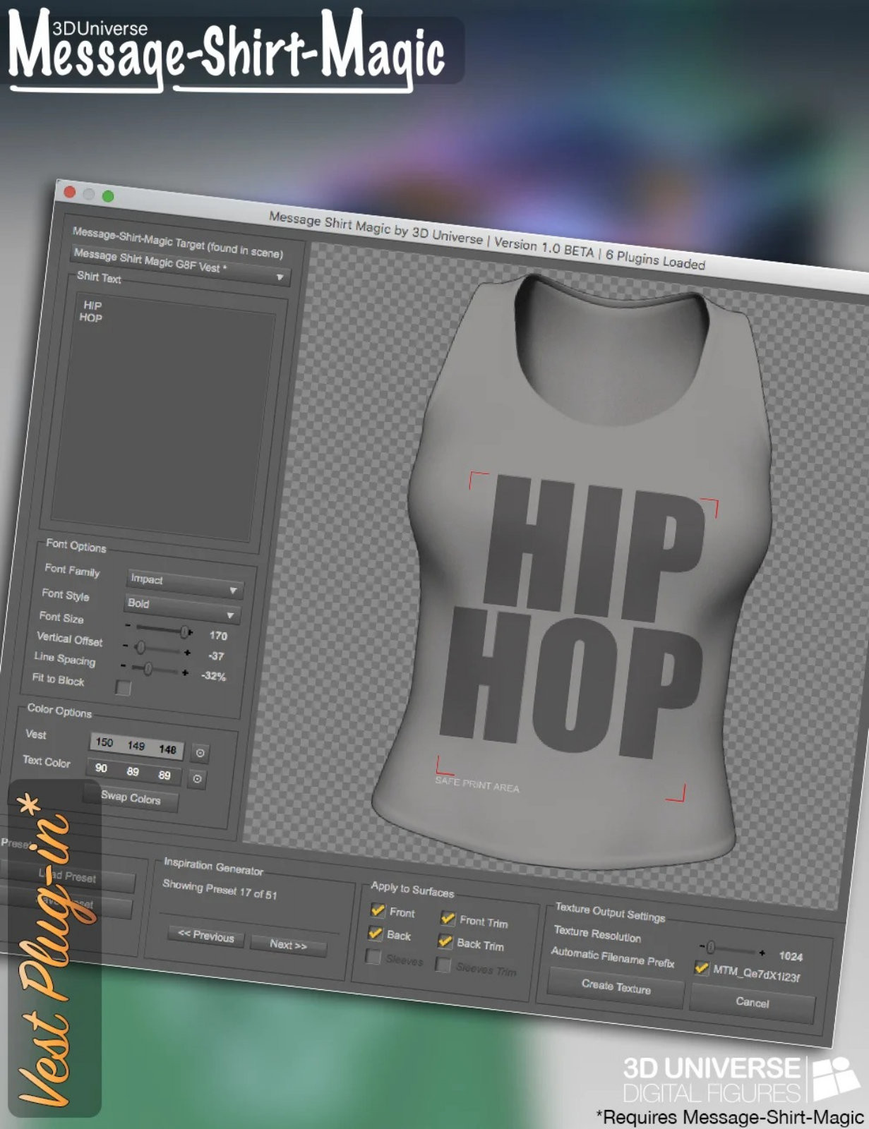 Message-Shirt-Magic Vest Plugin for Genesis 8 Female by N/A
