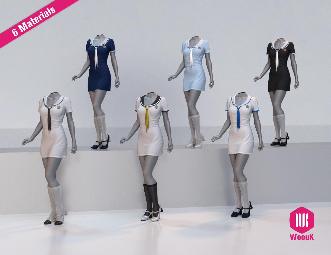 dforce WUK Short Sleeve Tie Shirt Dress for Genesis 8 and 8.1 Female by N/A