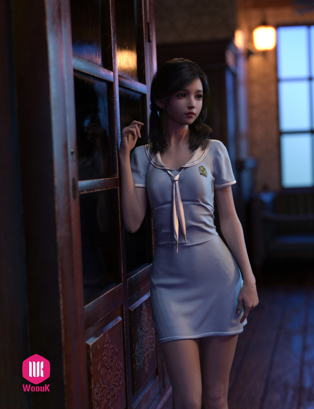 dforce WUK Short Sleeve Tie Shirt Dress for Genesis 8 and 8.1 Female by N/A