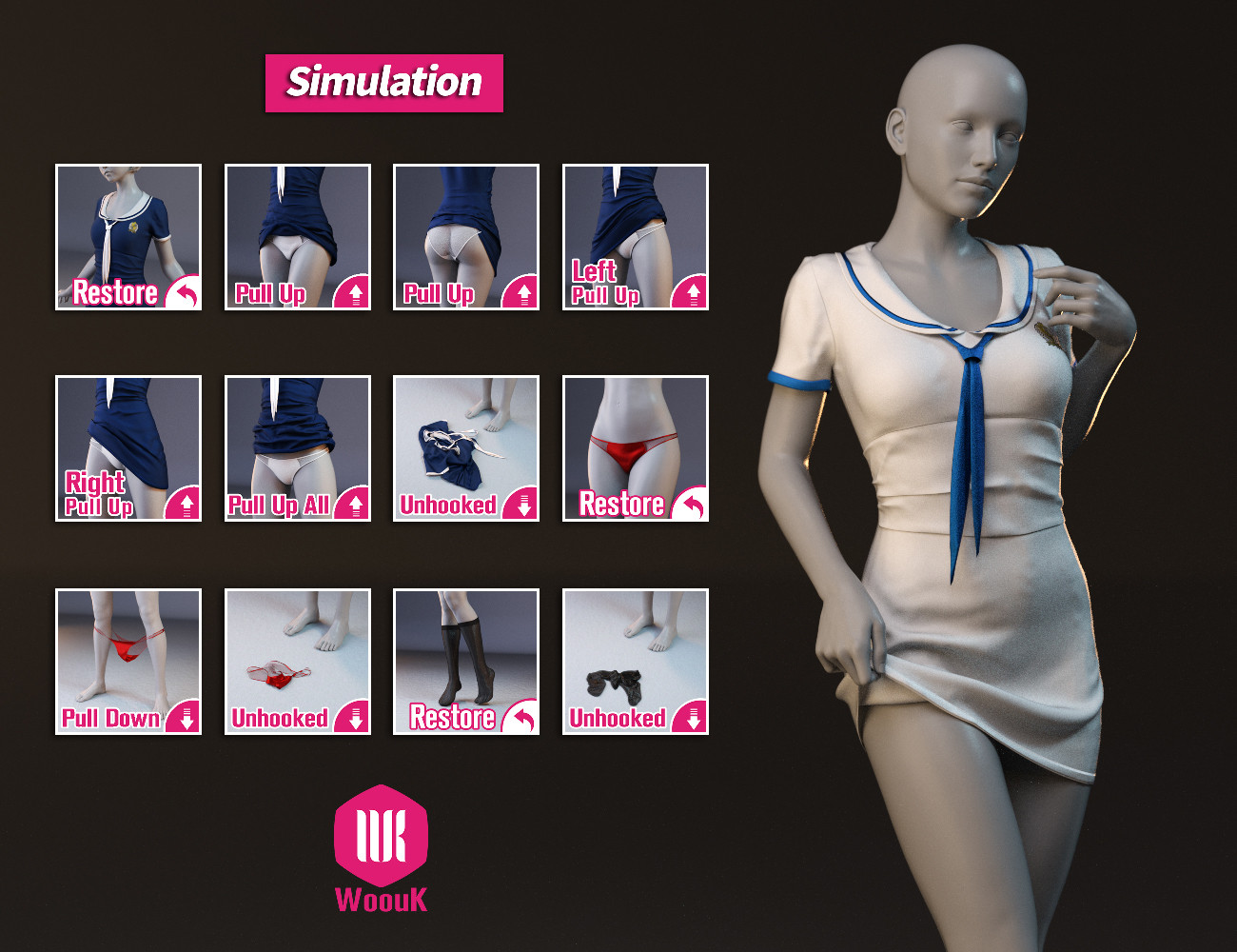 dforce WUK Short Sleeve Tie Shirt Dress for Genesis 8 and 8.1 Female by N/A