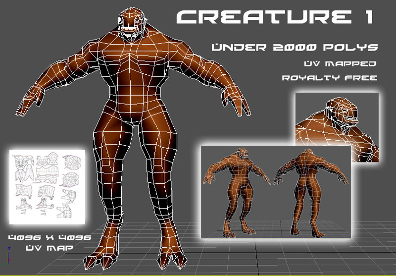 Creature 1 Base Mesh Themed 3D Studio MAX Zbrush Mestophales
