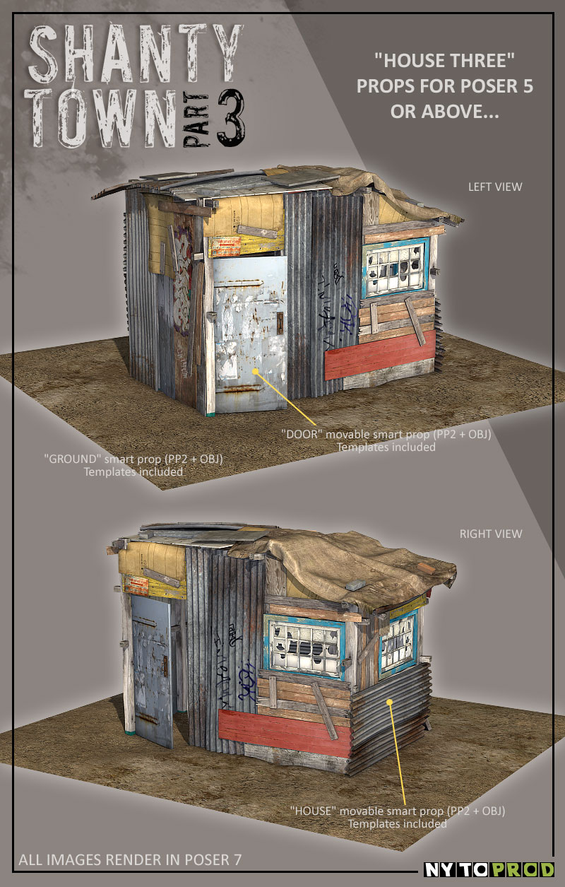Shanty Town House 3 Themed Poser DAZ Nytoprod