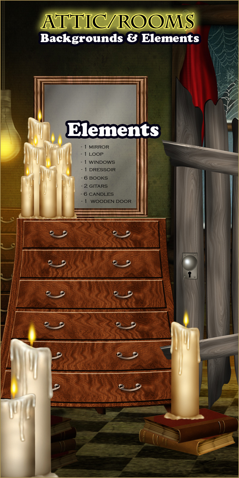 Attic-Rooms Backgrounds and Elements 2D Makena