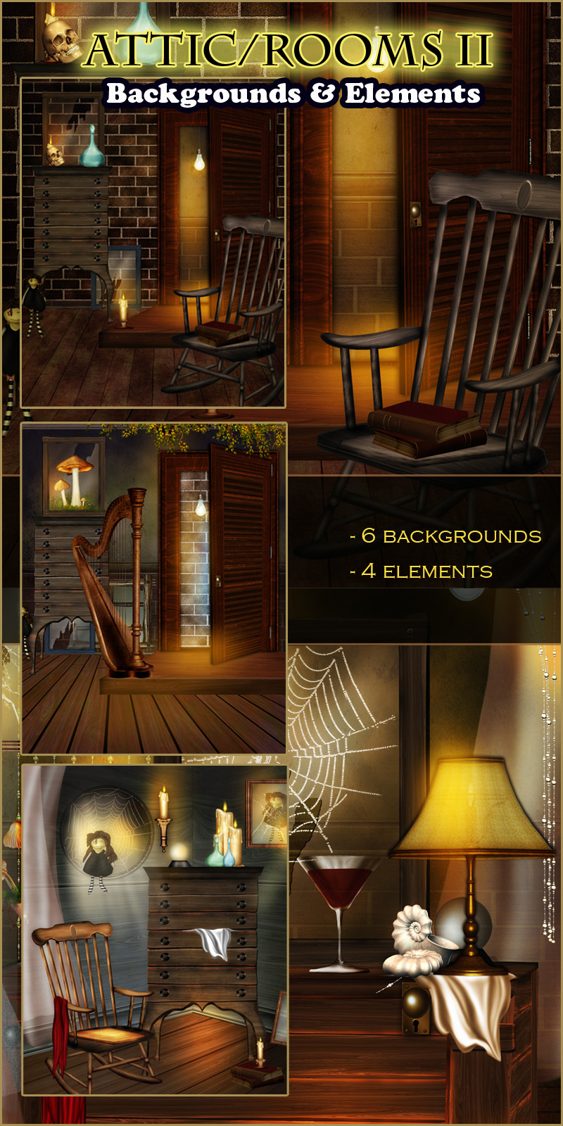 Attic-Rooms Backgrounds and Elements II 2D Makena