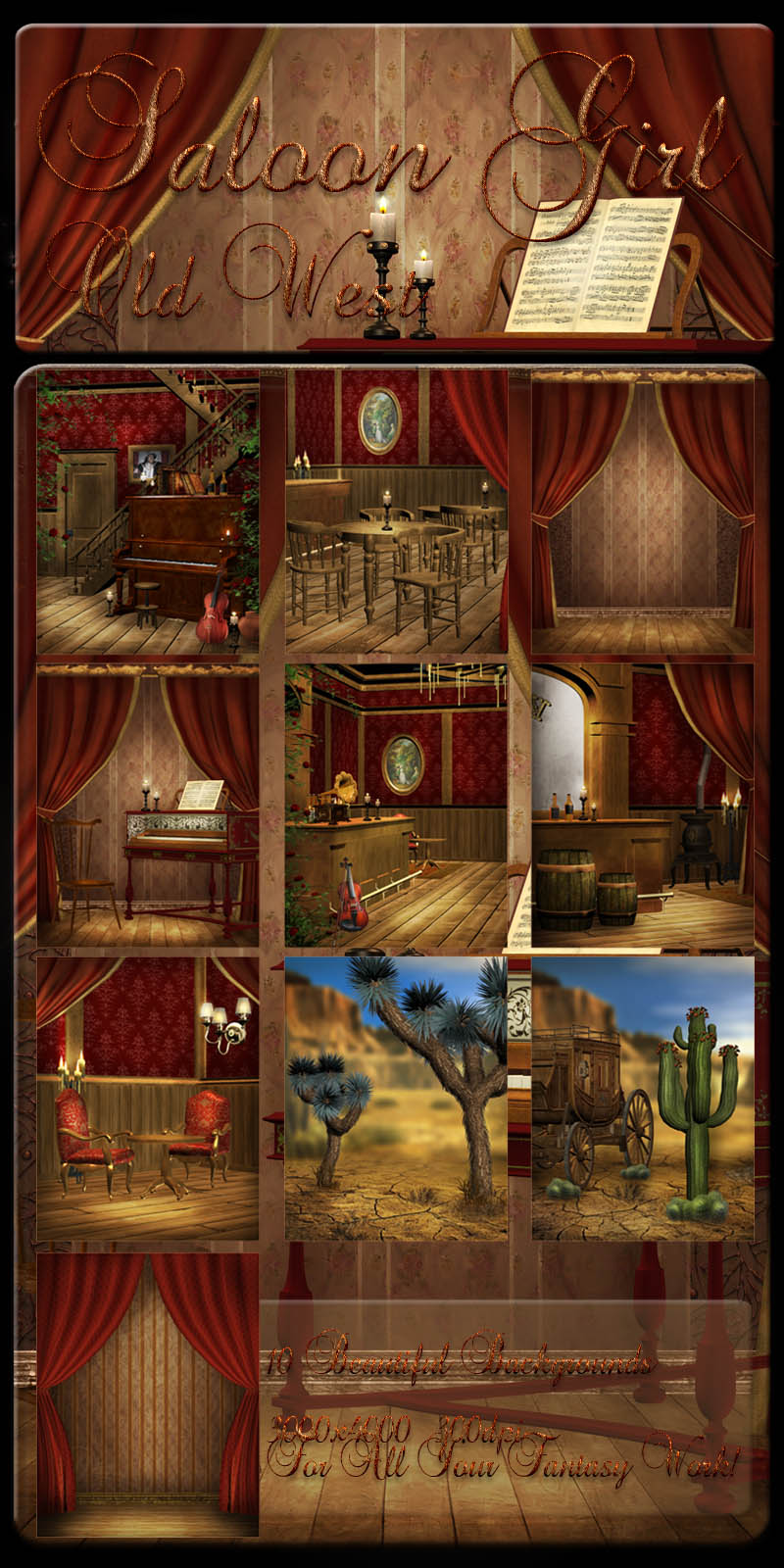 Saloon Girl-Old West backgrounds Themed moonchild-ljilja