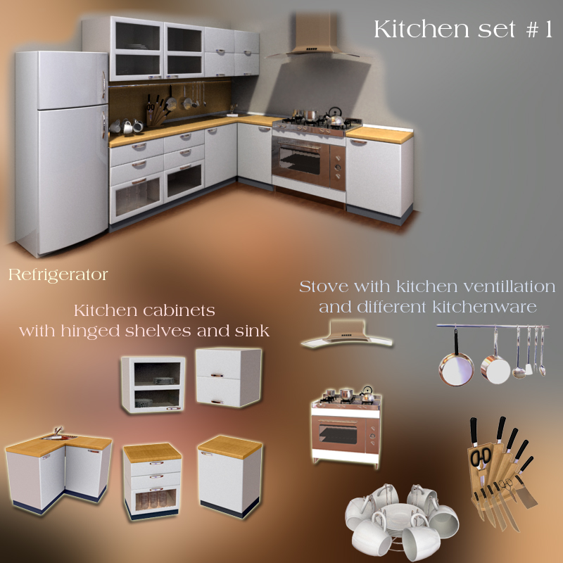 Kitchen Furniture Set Props/Scenes/Architecture humster3d